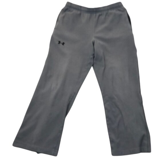 Under Armour Mens Sweatpants Medium Straight Ankle Zip Gray Fleece Activewear - Picture 1 of 15